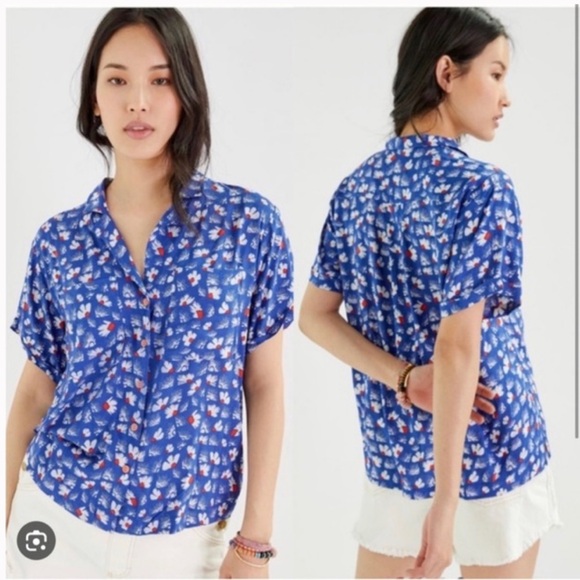 Maeve by Anthropologie Blue Floral Top - Picture 1 of 8